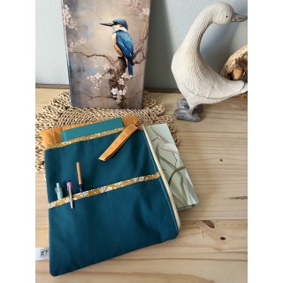 Pochette tablette molletonné avec zip doré- étui multifonctions 3 poches