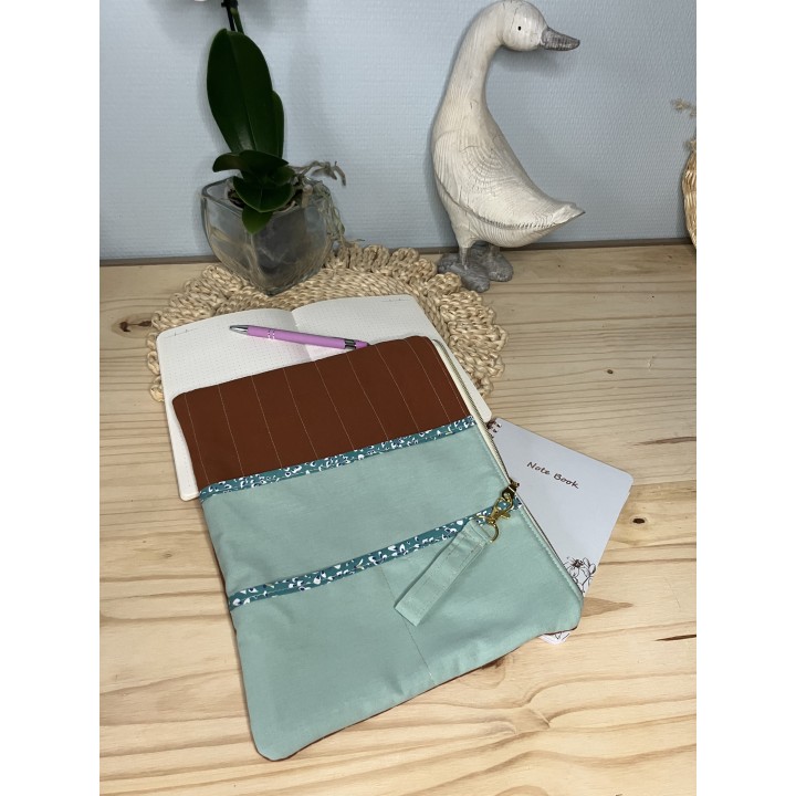 Pochette tablette molletonné avec zip doré- étui multifonctions 3 poches