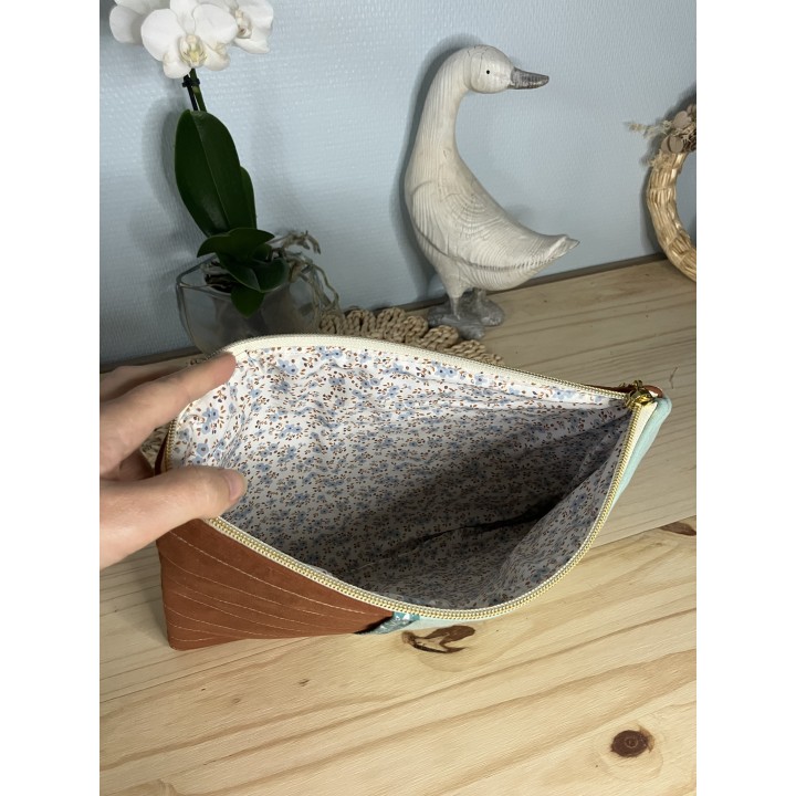 Pochette tablette molletonné avec zip doré- étui multifonctions 3 poches