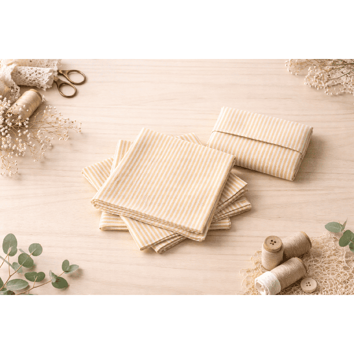 Mouchoirs en Tissu 30x30 cm Rayés Rouge – Lot de 3 avec Pochette | Zéro Déchet