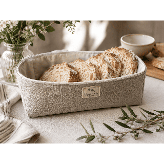 Panier à pain en lin naturel artisanal 22 x 10 x 7 cm | Lisababeth