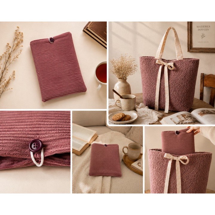 Pochette en velours pour livre avec marque-page - Elégance & protection