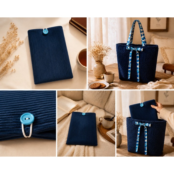 Pochette en velours pour livre avec marque-page - Elégance & protection