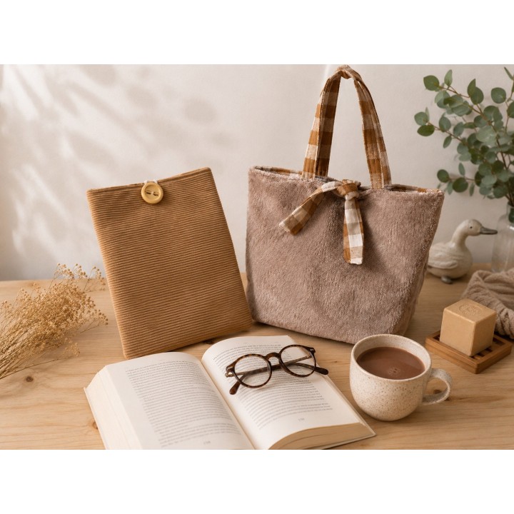 Pochette en velours pour livre avec marque-page - Elégance & protection