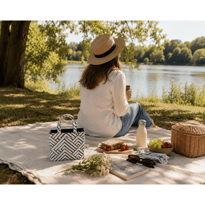 Sac repas en coton - Le Cabas Nomade | Doublure imperméable