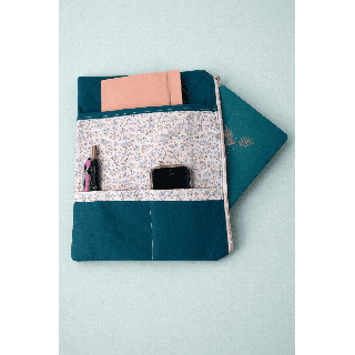 Pochette tablette molletonné avec zip doré- étui multifonctions 3 poches