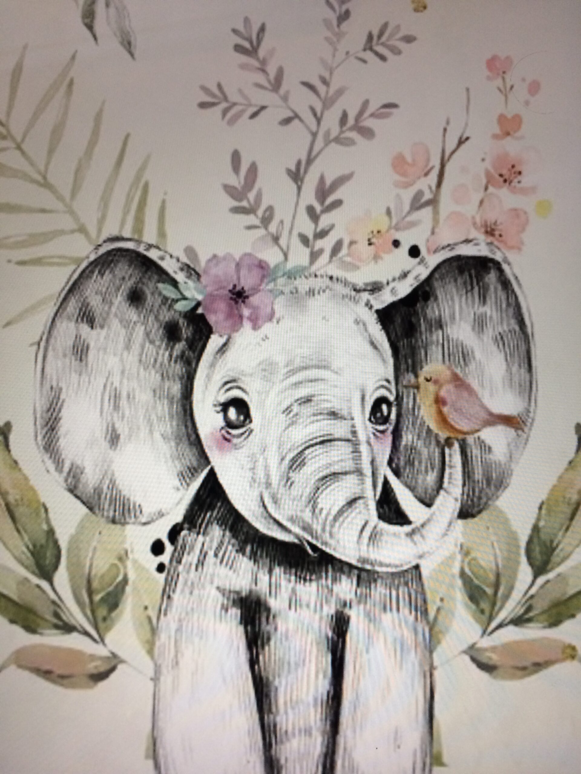 Couverture bébé Eléphant floral – Image 2