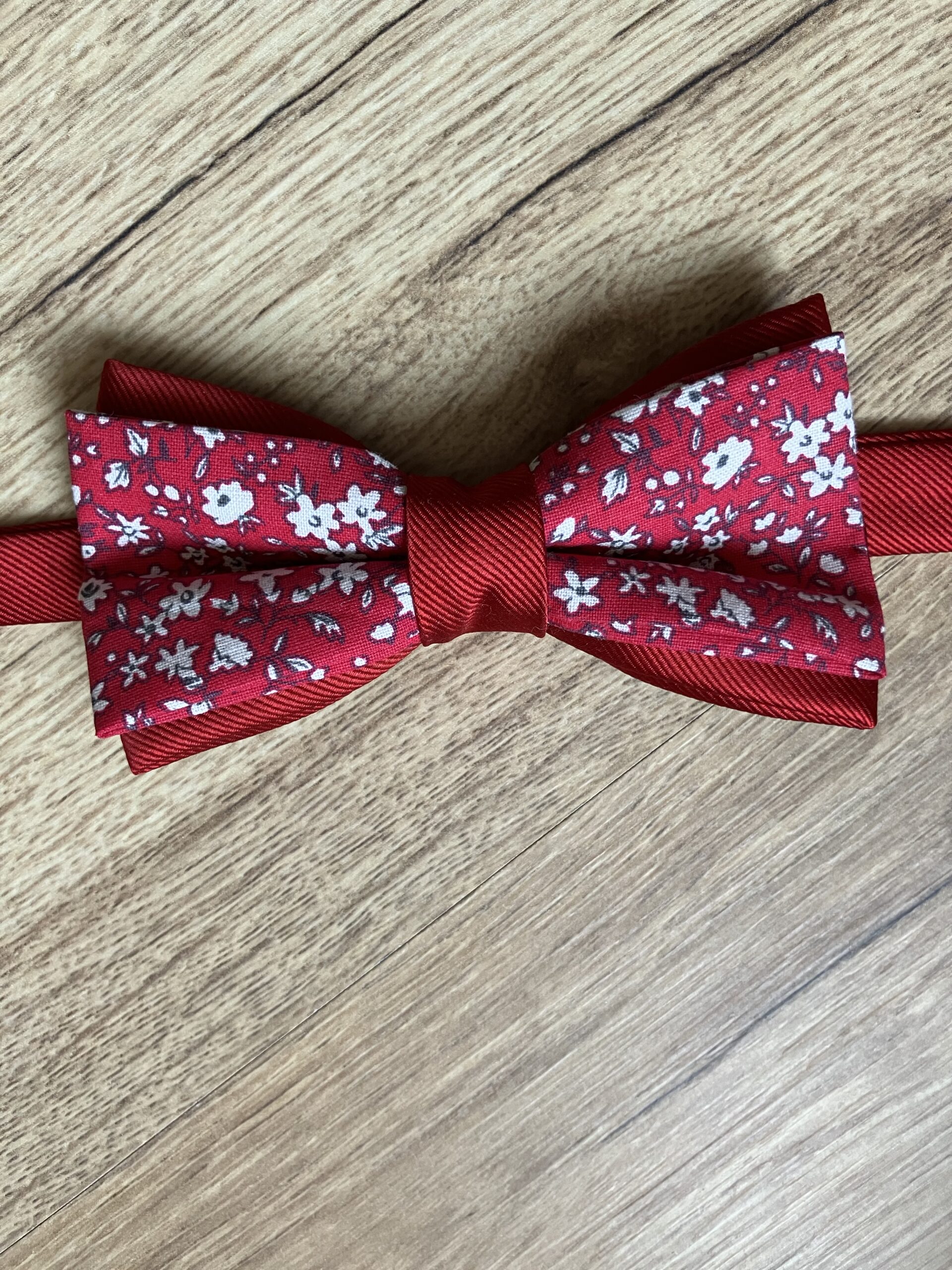 Noeud de papillon Liberty bleu et vieux rose – Image 4